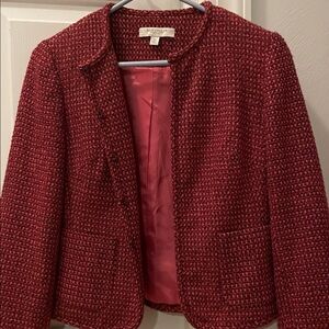 Ann Taylor Burgundy Tweed Blazer